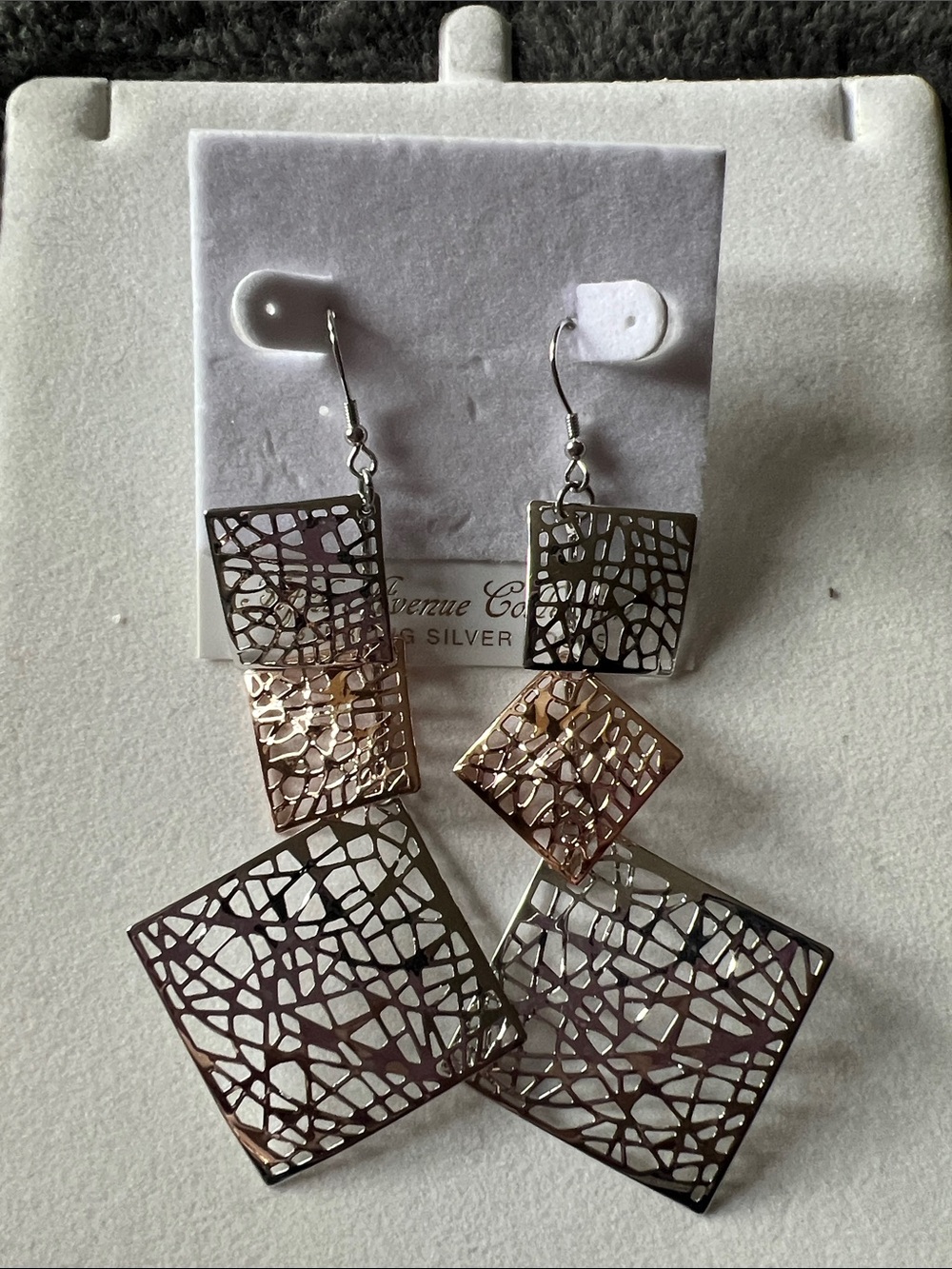 5th Avenue Collection Mixed Metal Filigree Drop Earrings - Silver & Rose Gold